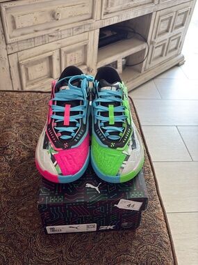 Puma Multicolor Neon Pink & Green Low-Top Sneakers